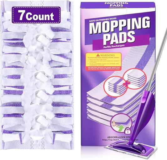 IOPRETTY Mop Pads Refill for Swiffer WetJet - 7 PCS Disposable Pad for Hardwood Wood Tile Laminate Marble Vinyl Muilt-Surface Floor Cleaning - Heavy Duty Absorb & Lock Pet Hair Dust Dirty Stains