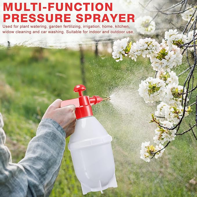 2 Pcs 27 oz Handheld Pump Spray Bottle Garden Spray Bottles Lawn Pressure Hand Pump Sprayer with Adjustable Nozzle for Chemicals Watering Weeds Garden and Car Detailing & Washing (Red)