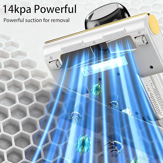 Evoliq Mattress Vacuum Cleaner, 14Kpa Bed Vacuum Cleaner with 253.7nm UV-C Light, Versatile Wireless Handheld Vacuums with HEPA Filter and USB-C Charging Port for Bed, Sofa, Clothes, Crib