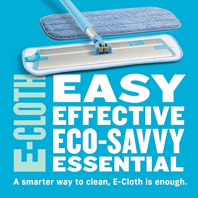 E-Cloth Deep Clean Mop with Extra Mop Replacement Head, Microfiber Mop, Perfect Floor Cleaner for Hardwood, Laminate, Tile and Stone Flooring, Washable and Reusable, 100 Wash Promise,Blue / Silver
