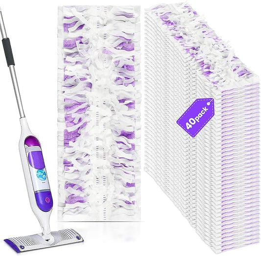 Pure Realm 40 Cout Power Mop Pads Refills for Powermop , Multi-Surface Disposablen swiffer Power Mop Pads，Unscented Spray Cleaning Repalcement Pads Refill