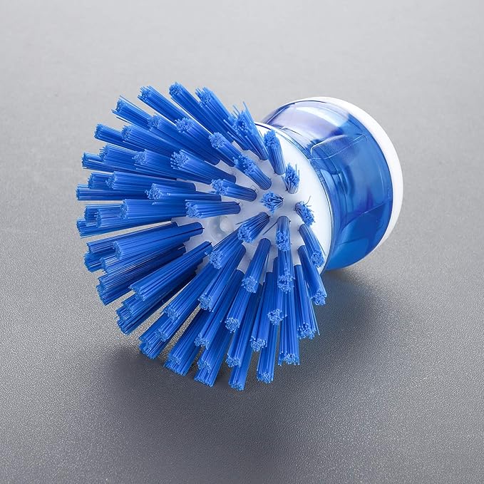 Dish Brush with Soap Dispenser for Dishes Pot Pan Kitchen Sink Scrubbing, Blue 3 Pack