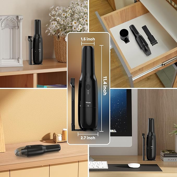 Wkzay Small Handheld Vacuum Cordless with Brushless Motor – 16,000Pa Strong Suction, Fast Charging, Low Noise, Lightweight and Portable for Home, Apartment, Dorms, Small Spaces
