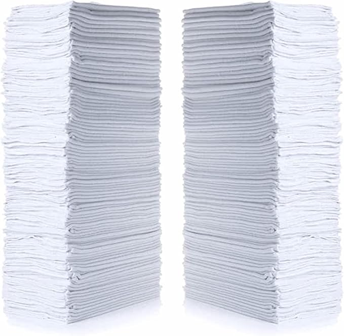 SIMPLI-MAGIC Cotton Shop Towels 14"x12" (150 Pack) – Reusable Cleaning Shop Rags for Automobiles, Industries, Garage and Homes (White)
