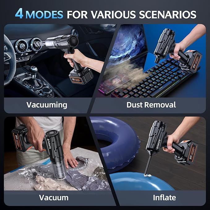 ZARIMI Cordless Handheld Car Vacuum Cleaner, 50,000Pa High-Power Brushless Motor, Rechargeable Dust Buster with 2 Batteries & Charger, 6-in-1 Portable Vacuum Cleaners for Home, Pet Hair, Bright Black