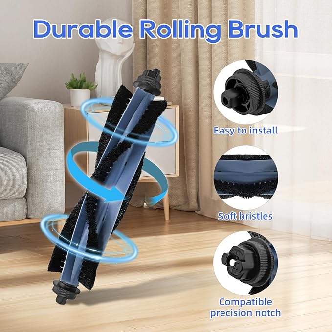 9 Pack Accessories Compatible With Eufy Omni C20 Robot Vacuum Cleaner, Replacement Parts Include: 1 Main Brush, 2 Side Brushes, 2 Mop Pads, 2 Filters, 2 Dust Bags