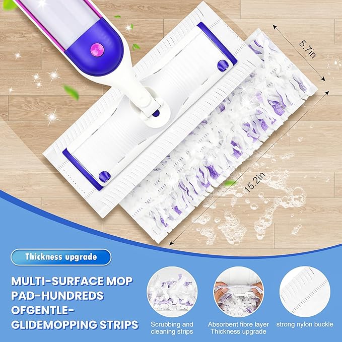 30 Count Disposable Powermop Refills for Swiffer Power Mop Pads, Unscented Spray Cleaning Repalcement Mopping Pads