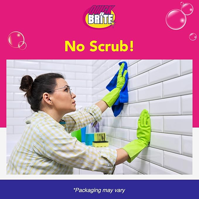 Quick ‘n Brite Scum Off Shower Cleaner - No Scrub, No Harsh Chemical Daily Shower Cleaner, Multi-Surface All-Purpose Cleaner 16 Oz - Pack of 2 (Packaging May Vary)