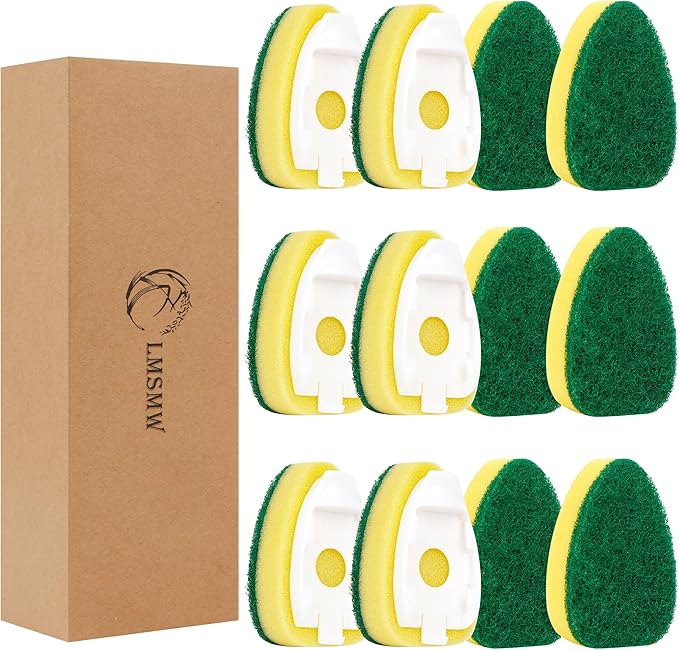 Non-Scratch Dish Wand Sponge Refills, Zero-Scratch Replacement Heads for Dish Wand, Scratch-Free Dishwand Refills, Non-Scratching Scrubber Pads for Soap Dispensing Handle, Safe for Nonstick Cookware