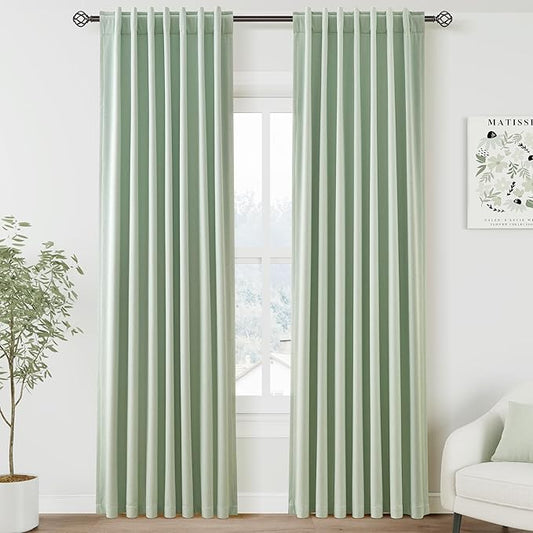 Full Black Out Aqua Green Window Curtains 84 Inches Long Back Tab Rod Pocket Thermal Insulated Noise Reducing Full Light Black Out 2 Panels Set for Living Room Elegant Modern Curtains Drapes 52x84