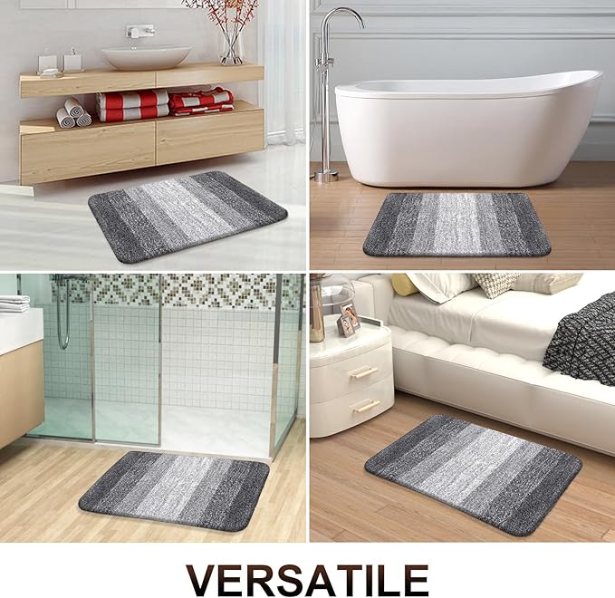 OLANLY Bathroom Runner Rugs 40x24, Extra Soft Absorbent Microfiber Bath Rugs, Rubber Backing, Quick Dry, Machine Washable Bath Mats for Bathroom Floor, Tub and Shower, Home Decor Accessories, Grey