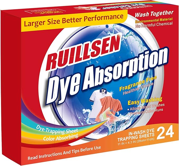 Laundry Dye Absorption 24 Count Sheets,Home Household Supply Dye Trapping Color Grabber Collector Keeper Stain Remover Sheets Combine Dye Absorption In Wash Machine for Homecoming Dress