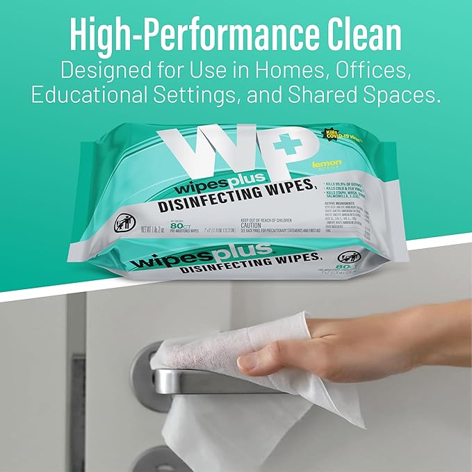 WIPESPLUS Countertop Wipes Table Wipes, Wet Wipes, 960 Count, (12 Packs of 80)