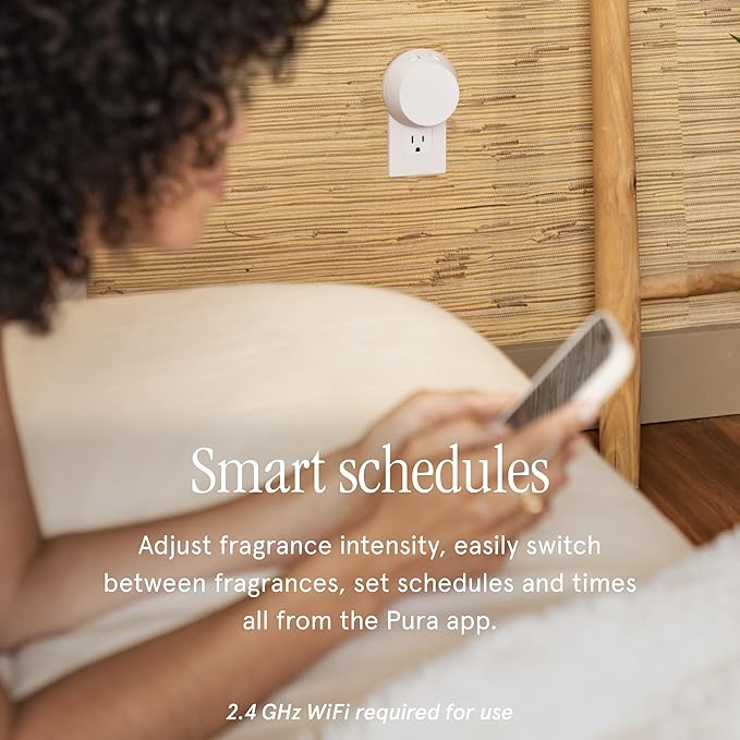 Pura Smart Home Fragrance Device Starter Set - Pura 4 - Scent Diffuser for Home - Includes Fragrance Aroma Diffuser - Square Box, Beach Cottage and Hawaii Scent Refills
