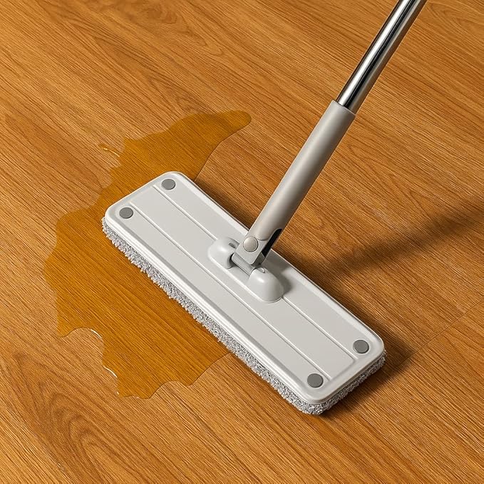 Flat Mop & Self-Wringing Bucket Set – 360° Pivot Head, Hands-Free Cleaning for Wet & Dry Use – Microfiber Pads for Hardwood, Tile, Laminate & Kitchen Floors
