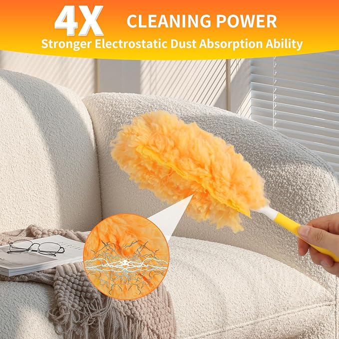 18 Count Duster Refill for Swiffer Duster with 1 Handle - 360° Multi-Surface Larger Size Feather Dusters, Disposable Duster Kit for Cleaning Home, Furniture, Blinds and Ceiling Fans