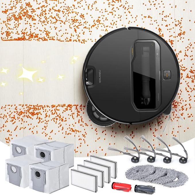 18 Pack Saros 10R Accessories for Roborock Saros 10R / Qrevo CurvX Robot Vacuum- 2 Main Brush Roller, 6 Side Brushes, 4 HEPA Filters, 4 Mop Pads, 2 Regular Dust Bags, 2 Activated Carbon Dust Bags