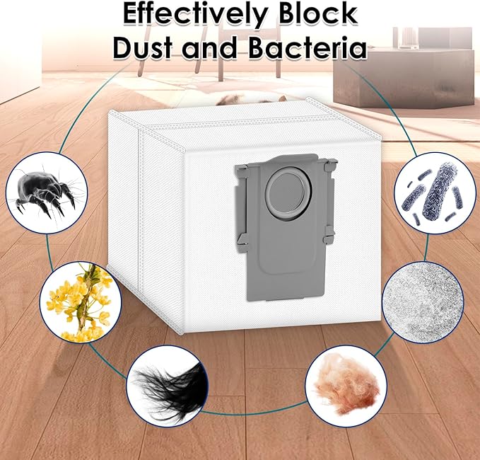 (10 Pack) Q5 Pro+ Replacement Parts Accessories Kit for Roborock Q5 Pro Plus, Q5 Pro+, Q8 Max, Q8 Max+ Robot Vacuum, 2 Roller Brush, 2 HEPA Filters, 2 Side Brushes, 2 Dust bags, 2 Mop Pads
