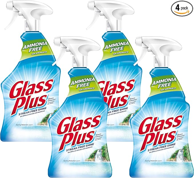Glass Plus Glass Cleaner, 32 Fl Oz Bottle, Multi-Surface Glass Cleaner (Pack of 4)