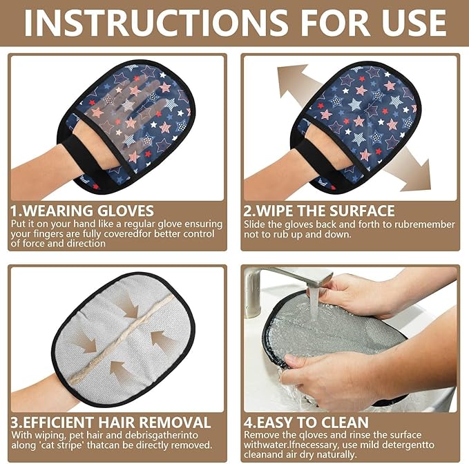 CHPGPUG Star Pet Hair Removal Glove for Cats & Dogs Reusable Pet Hair Removal Glove pet Hair Electrostatic Gloves