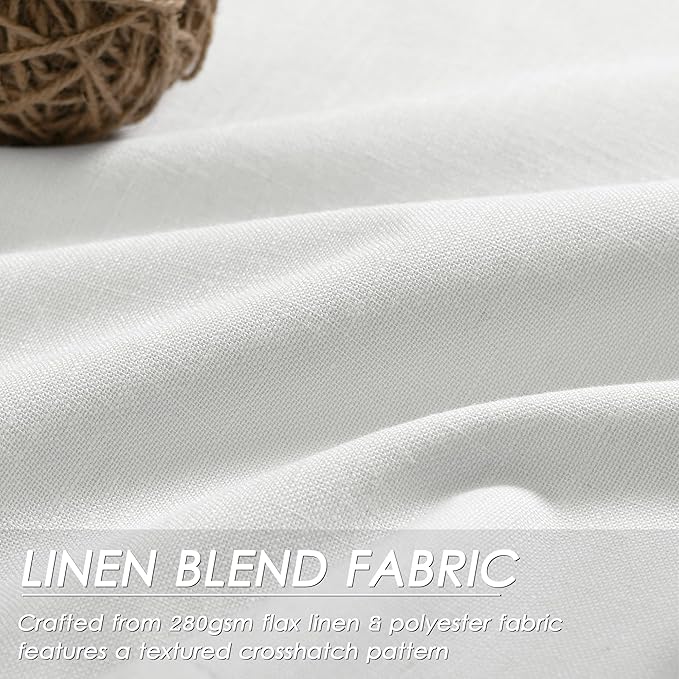 Nanspring Off White Linen Blackout Curtains 84 Inches Long Back Tab Bedroom Blackout Curtains 2 Panel Sets Modern Farmhouse Full Light Blocking Thermal Insulated Curtain 84 Inch Length 52x84