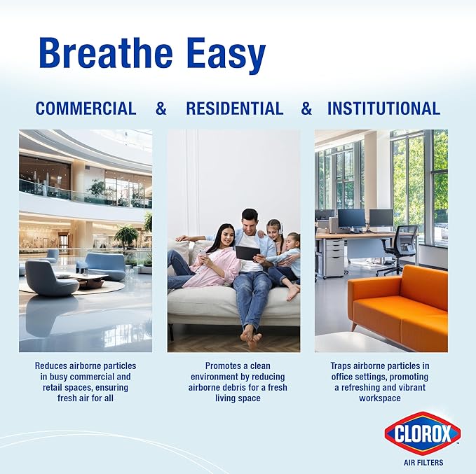 Clorox 14x20x1 Air Filter, MERV 11 Pleated HVAC AC Furnace Air Filters, MPR 1000 & FPR 7 – Pack of 4
