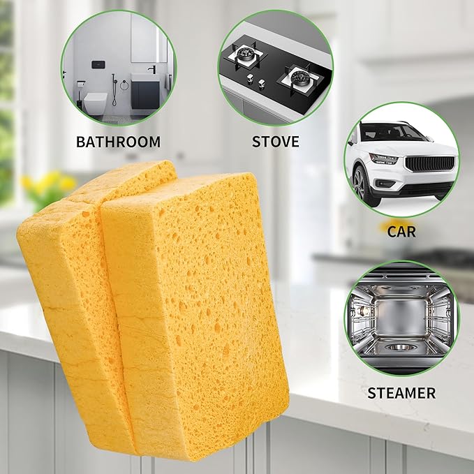 10 Count Compostable Thicker Pop-Up Sponges - Expanding, Non-Scratch, Plant-Based Cleaning Sponges Car Wash Sponge