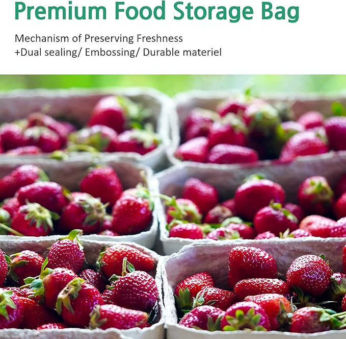 Green, Food Storage Bags, 9.84" 14.56" 200bags, Keep Fresh Produce Bags, Food Saver Storage for Fruits, Vegetables, BPA FREE, HDPE, Green color bag, Plastic Sandwich Bags, Eco-Friendly