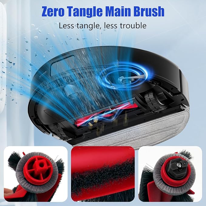 17 Pack Replacement Accessories Parts for Roborock Q10 S5+/ Q10 S5/ Q10 X5/ Q10 X5+ Robot Vacuum Cleaner Kits, with 1 Main Brush, 4 HEPA Filters, 4 mop Pads, 6 Side Brush, 1 Cleaning Tool +Screwdriver