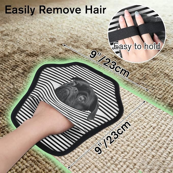 XIOBODR Personalized Pet Hair Remover Glove for Dogs & Cats - Custom Photo & Name Magic Brush for Dog Cat Hair Removal, Reusable Electrostatic Pet Hair Gloves for Furniture Carpet Couch, Black Stripe