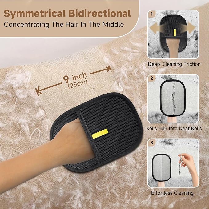 NEBALASTE 3Pcs Pet Hair Remover Gloves Brush for Dogs & Cats,Electrostatic Reusable Pet Hair Remover Tool for Laundry,Clothing,Couch,Carpet,Car Seat,Upgraded Animal Fur Removal Tool