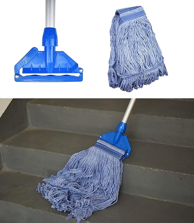 Mop Head Replacement Commercial Heavy Duty String Blue Wet Mop Heads for 3 Typs Commercial Mop Handle(2,Large)