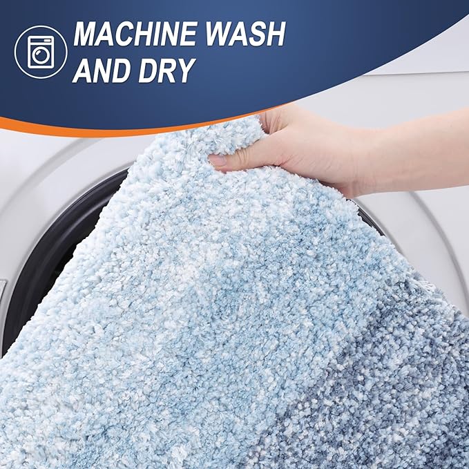 OLANLY Bathroom Rugs Mat 40x32, Extra Soft Absorbent Microfiber Bath Rugs, Rubber Backing, Quick Dry, Machine Washable Bath Mats for Bathroom Floor, Tub and Shower, Home Decor Accessories, Blue