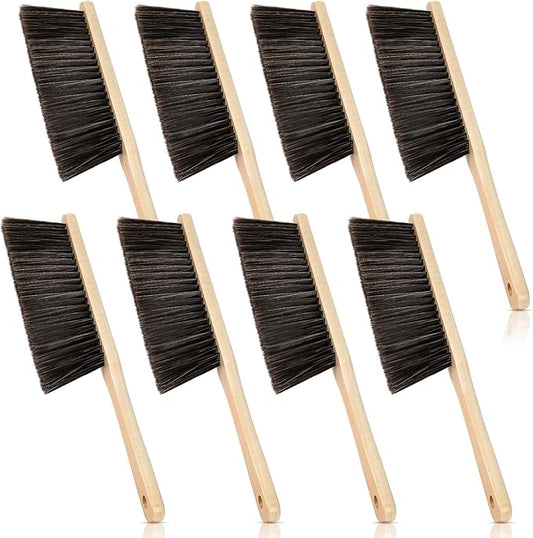 Tioncy 8 Pieces Wooden Dust Brush Bulk Hand Broom Bench Soft Bristle Cleaning Outdoor Furniture Brushes with Long Wood Handle for Cleaning Car Bed Sofa Fireplace Couch Clothes