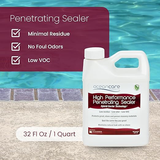 Oceancare Products High Performance Sealer | Stone & Tile Sealer | Outdoor Indoor Use | Sealer for Grout, Stone, Tile, & Concrete | Quart