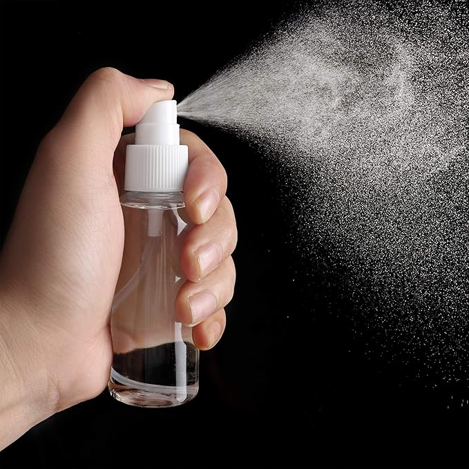 ZEROFIRE 2 Pack Spray Bottles 2oz Clear Plastic Empty Refillable Mini Spritzer for Travel, Cleaning, Gardening, Skin Care Atomizer for Essential Oils, Perfume