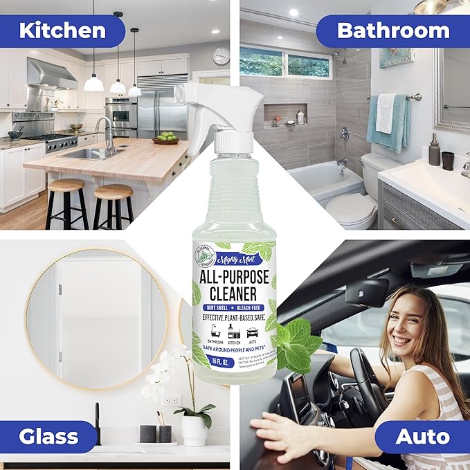 Mighty Mint All-Purpose Cleaner Spray for Home, Kitchen, Bathroom, Natural Peppermint Scent, 16oz - 2 Pack