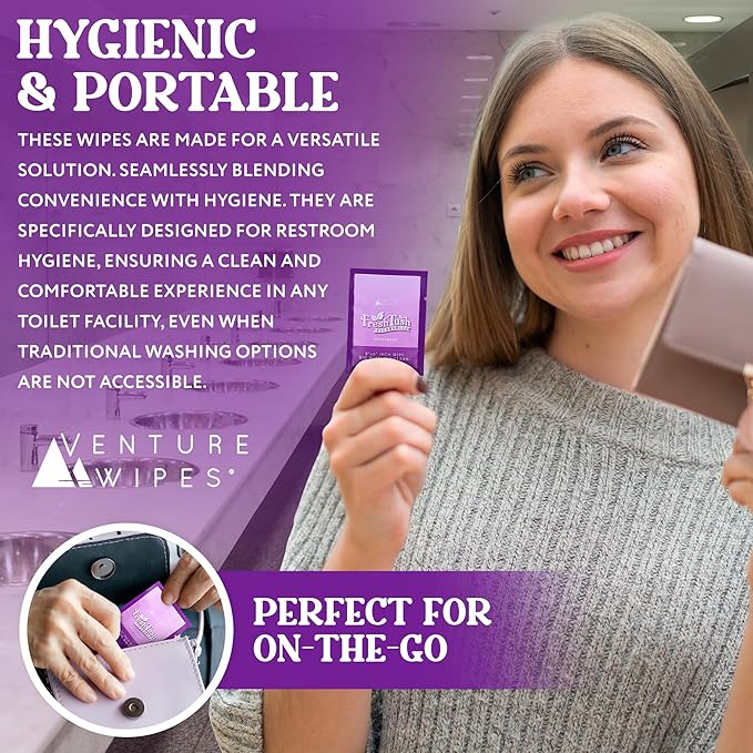 Venture Wipes FreshTush Flushables Unscented - Premium Quality Personal Cleansing Wipes - Gentle on Sensitive Skin - Hygienic & Portable - Ideal for On-The-Go and Daily Use - 30 Count