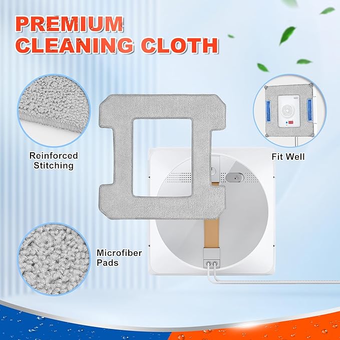 8 Count Cleaning Rag Compatible with Ecovacs Winbot W2 Omni, W1, W1 Pro Window Vacuum Cleaner Robot, Washable Reusable W2 Omni Mop Cloth W1 Mop Pad Accessories