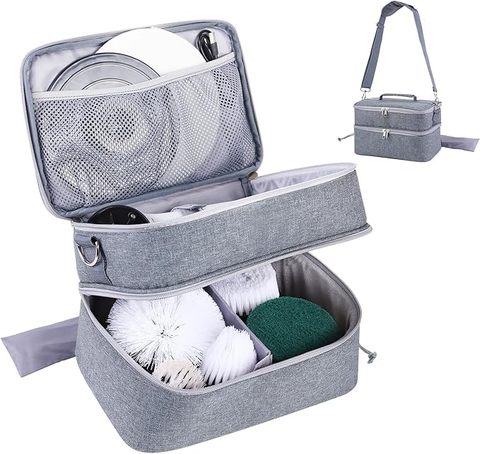 Storage Bag Compatible with Electric Spin Scrubber Portable Organizer for Cleaning Brush, Carry Case for Bathroom Floor Windows Cleaning Tool, Household Cleaning Supplies Organizer, Bag Only