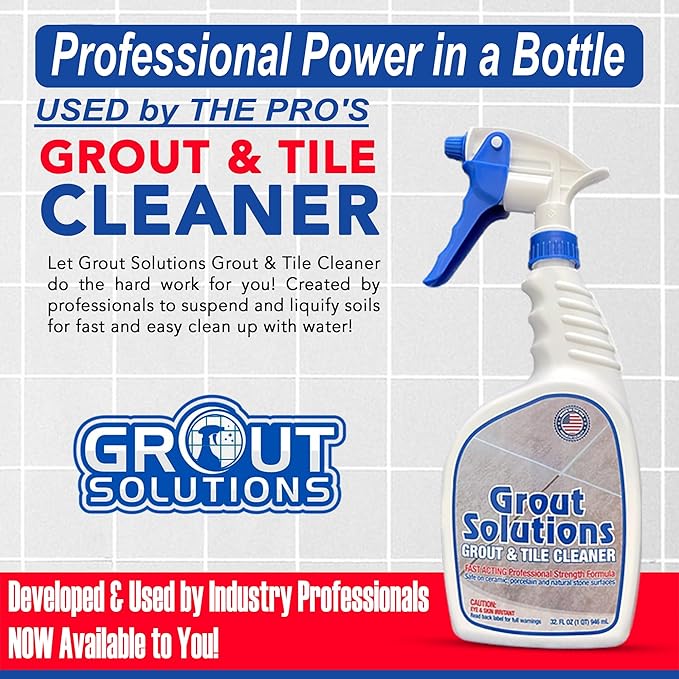 Grout Solutions Professional-Grade Grout Cleaner for Tile, Ceramic, Porcelain & Marble – Acid-Free Formula for Safe, Deep Cleaning and Stain Removal