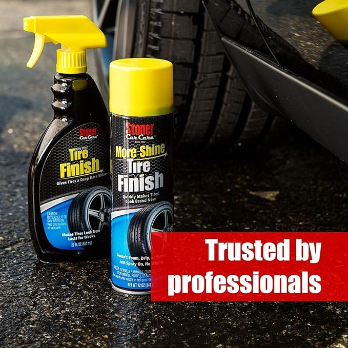 Stoner Car Care 91044-4PK Original More Shine Tire Finish – Tire Shine Spray for a Deep Matte Black Finish with Long-Lasting Rain-Resistant Protection, Non-Greasy No Sling – 12 oz (Pack of 4)