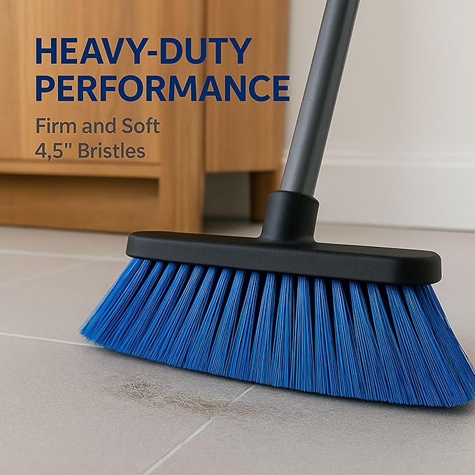 Healing Atlas Aria Blue Broom Head – 13” Sweeping Surface – Heavy-Duty Soft Bristles with Flagged Magnetic Effect – Universal Thread – Recycled PP – Deep Indoor/Outdoor Sweeper(Blue, ARIA)