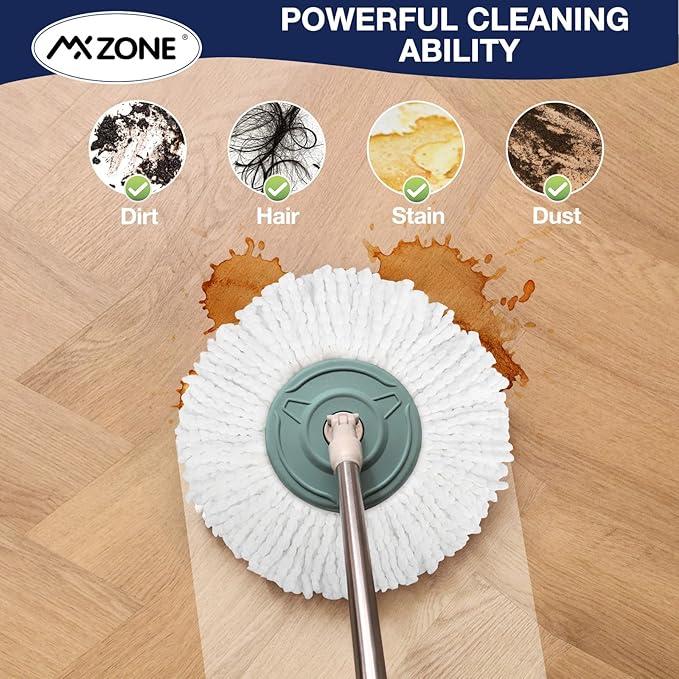 Spin Mop Replacement Head for Hurricane 360° Spin Mop Systems, Microfiber Spin Mop Head, Round Shape Standard Universal Size Magic Mop Refill, 3 Pack