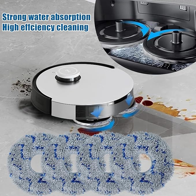 18 PCS Replacement Accessories Kit For Ecovacs Deebot X1 TURBO/OMNI Robot Vacuum Cleaner Parts, 1 Main Brush, 6 Side Brush, 3 Hepa Filter, 4 Mop Cloth, 4 Dust Bag