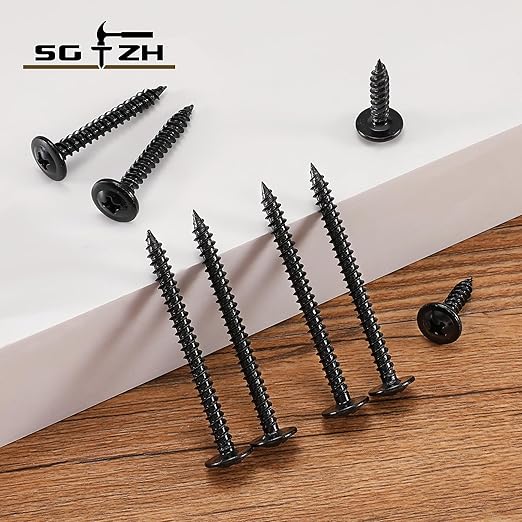#8 x 1/2" Wood Screw 100Pcs Alloy Steel Standard Thread Truss Head Fast Self Tapping Black Oxide by SG TZH