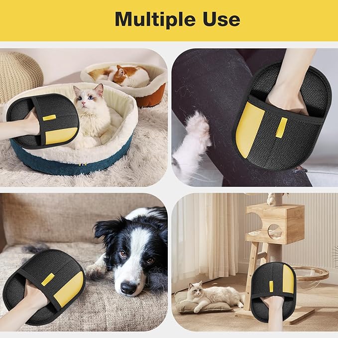 Gvwoye Pet Hair Removal Glove - Electrostatic Pet Hair Remover, Cat & Dog Hair Remover Tool for Couch, Furniture, Carpet, Car Seat, Curtain, Reusable Double Sided Cat Grooming Gloves (1PC)