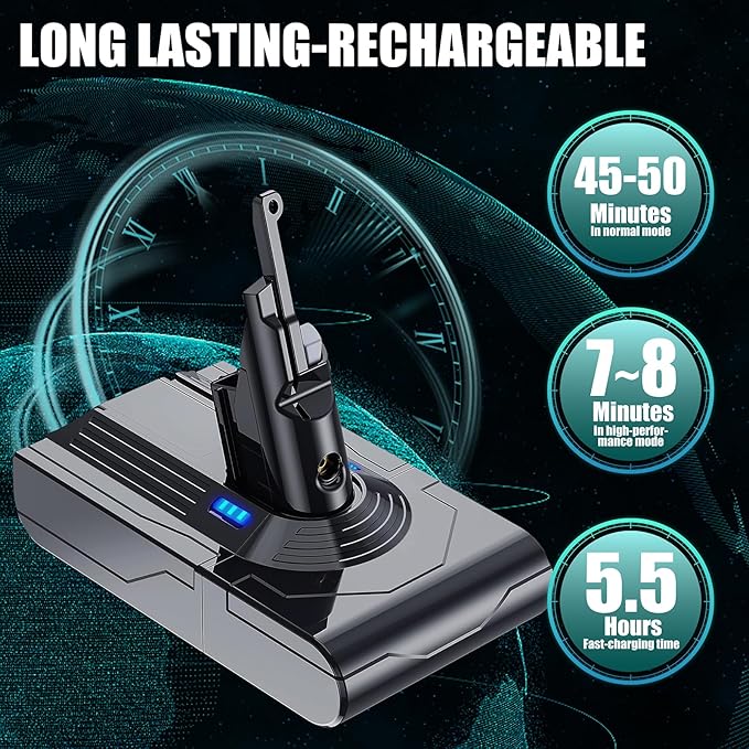 EGR Upgraded 9000mAh V8 Battery Replacement Compatible with Dyson V8 Animal Battery Replacement V8 Absolute/Motorhead/Fluffy SV10 Carbon Fiber Vacuum Cleaner 2 Filters and 3 Screws Included
