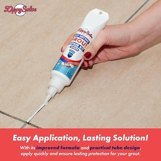 ZippySolve Tile Grout, Repair Kit, 2 Pack Grout Filler, Restore & Renew Tile Joints Line, Fast Drying Grout Paint Squeeze Tube for Bathroom Shower Kitchen Floor, Waterproof (17.6 oz, White)