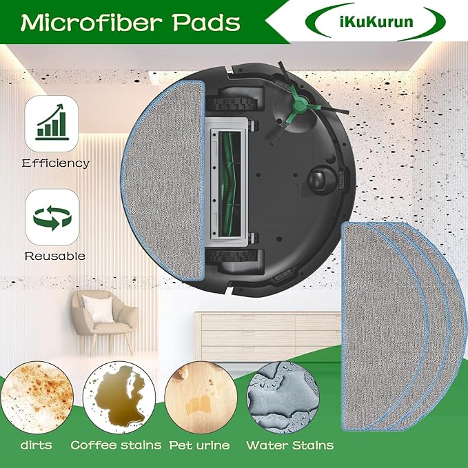 14 Pcs Replacement Parts Accessories for iRobot Roomba 104, 105 Vac/Combo, Y0140, Q0520, Q0120, Y0110, Q011 Robot Vacuum, 1 Roller Brush, 3 Hepa Filters, 3 Mop Pads, 3 Dust Bags, 3 Side Brush